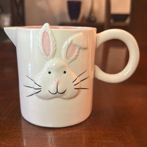 Whimsy Home by Magenta Ceramic Easter Bunny Rabbit Creamer Pitcher Pink White